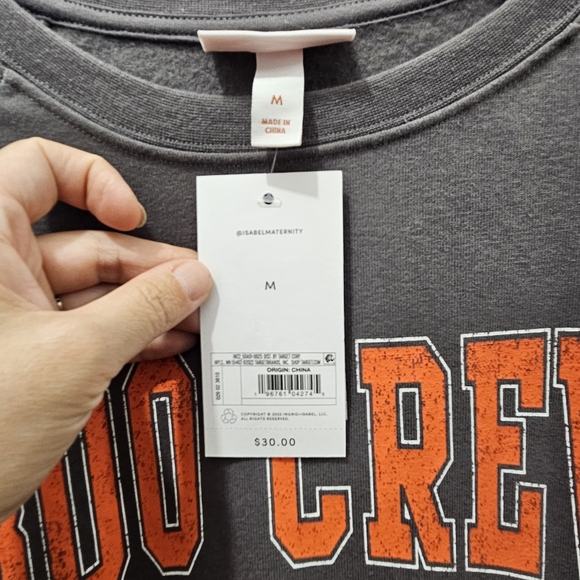 Isabel Maternity Gray Boo Crew Graphic Maternity Sweatshirt NWT size Medium - Picture 4 of 7